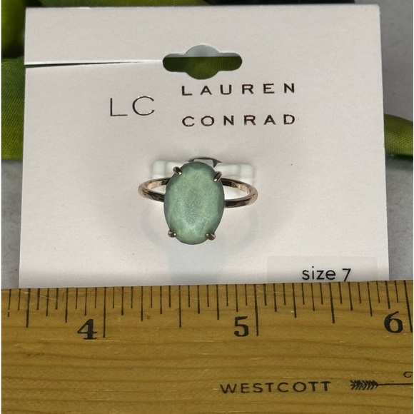 Lauren Conrad Rose Gold Tone Blue Stone Ring Size 7 only - Picture 6 of 7